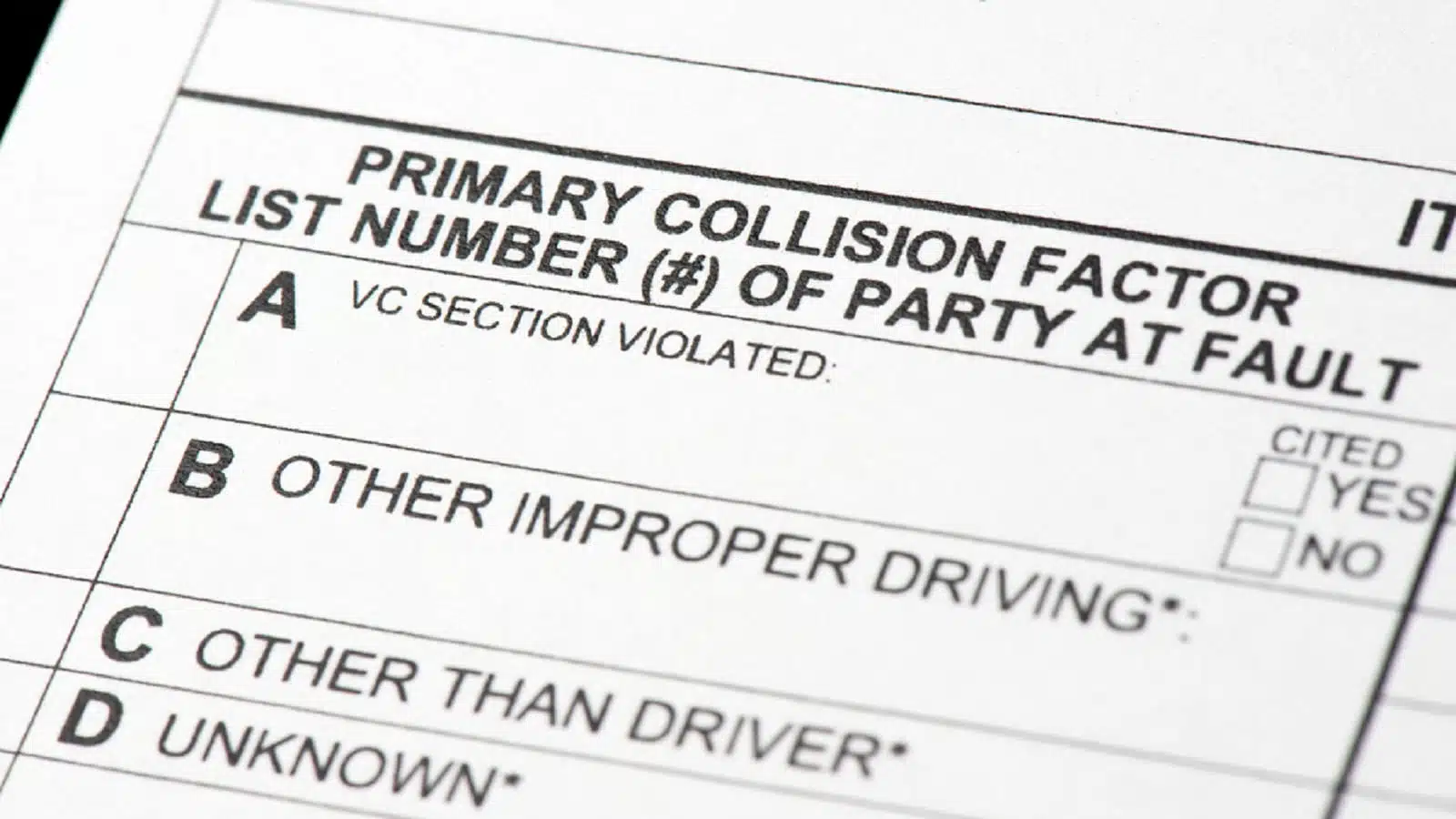 Car Collision Report Stock Photo
