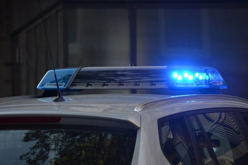 Closeup of police vehicle lights