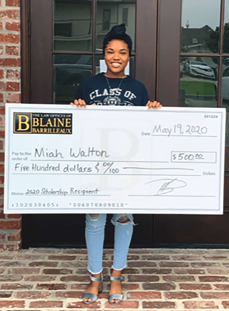 Miah Walton Blaine Barrilleaux Scholarship Winner Spring 2020