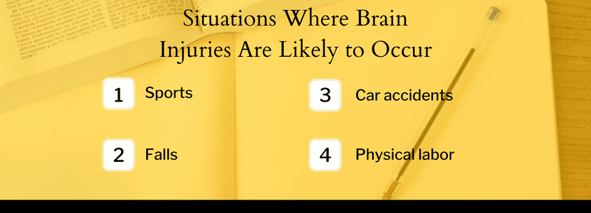 Situations where brain injuries are likely to occur