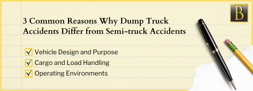 3 common reasons why dump truck accidents differ from semi-truck accidents