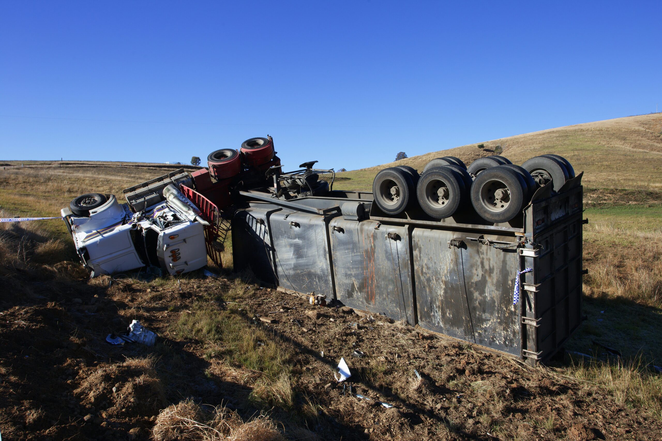 A truck accident due to driver error